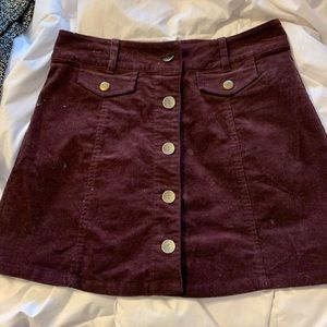 burgundy mini skirt